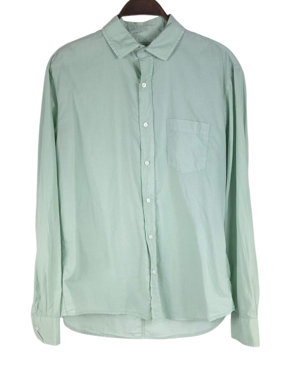 Frank & Eileen Mens Luke Button Up Shirt Mint Green 100% Cotton Long Sleeve